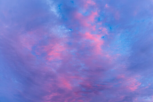 pink, red and blue sunset as sky background