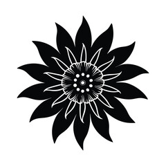 Passion Flower Silhouette Vector Illustration on White Background