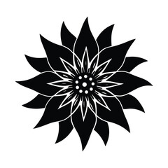 Passion Flower Silhouette Vector Illustration on White Background