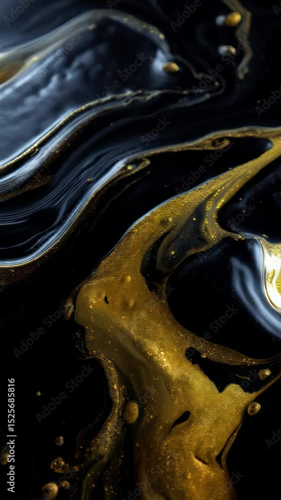 Poster elegant black and gold abstract background texture features liquid marble with metallic shimmer and 
