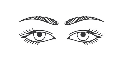 Simple black and white illustration of two human eyes.