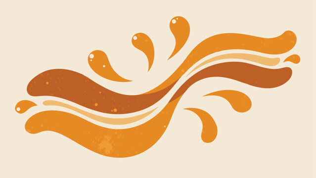 Abstract orange wavy shapes and teardrops in retro minimalist style on white
