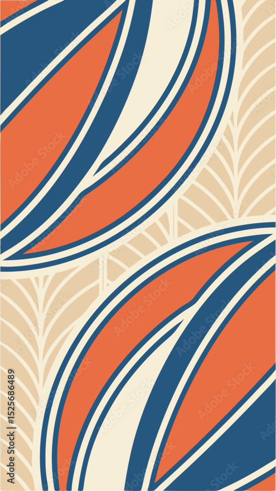 Poster abstract pattern with geometric elements in retro color palette perfect for design
