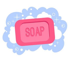 Soap with foam isolated design element. Vector flat graphic design illustration
