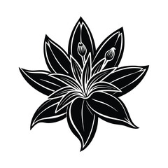 Tuberose Flower Silhouette Vector Illustration on White Background 