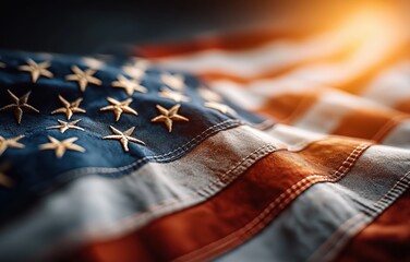 Dollar bill featuring American flag highlights financial themes of stock market and debt ceiling in a serene context