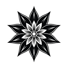 Edelweiss Flower Silhouette Vector Illustration on White Background