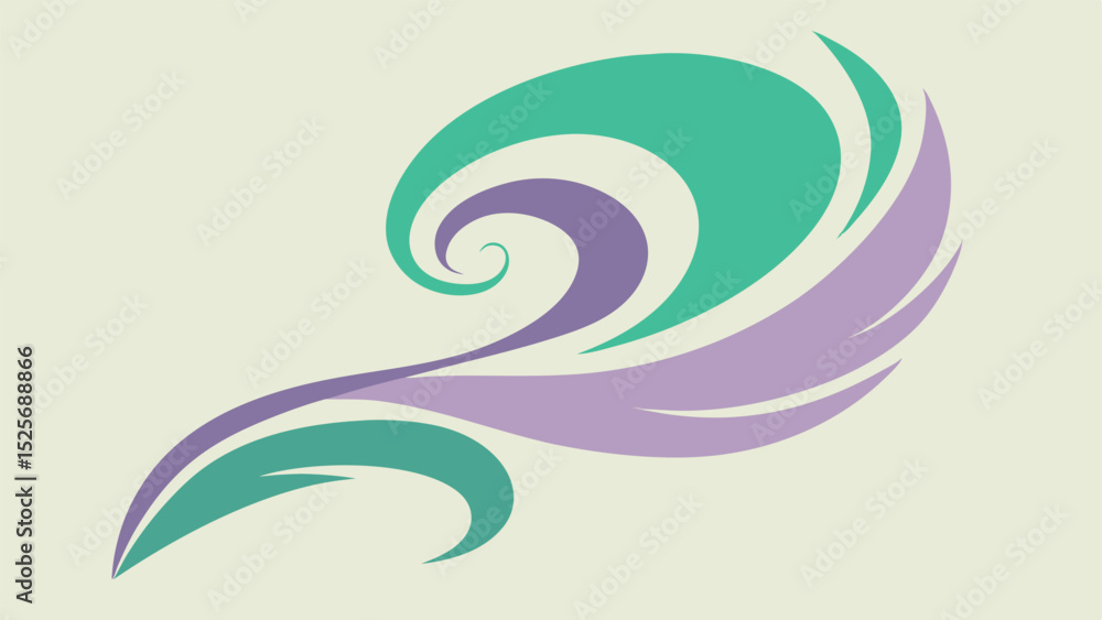 Poster abstract swirl vector design with teal purple and green transparent elements