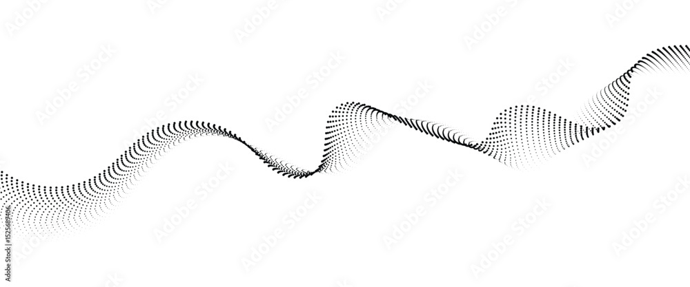 Poster Flowing Dot Wave halftone gradient pattern on transparent background	
