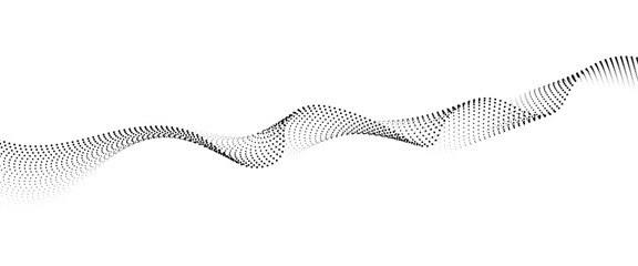 Flowing Dot Wave halftone gradient pattern on transparent background	