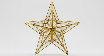 Golden Star Ornament on White Background: Perfect for Christmas and Holiday Decorations