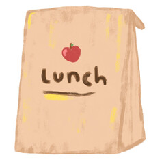 cute hand drawn rustic brown lunch paper box paper bag in pastel colors back to school campus meals travel travelling food carry go green eco clipart png
