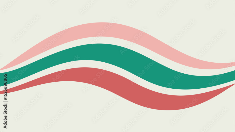 Poster abstract wavy lines in pink green and red with transparency for design projects