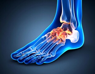 3D anatomical foot with highlighted pain