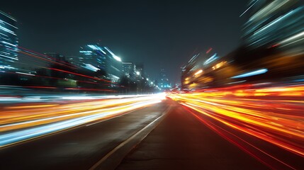 Fototapeta premium Abstract long exposure dynamic speed light trails background