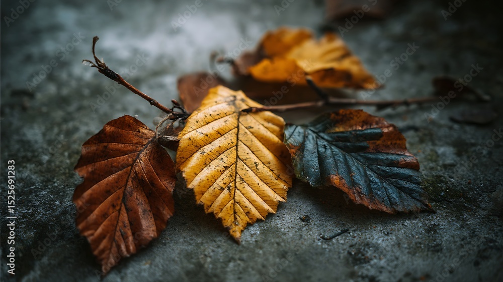 Poster autumn leaves lying on the floor