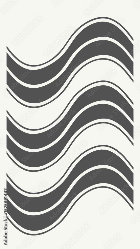Poster abstract wavy pattern with overlapping lines in dark gray on white background