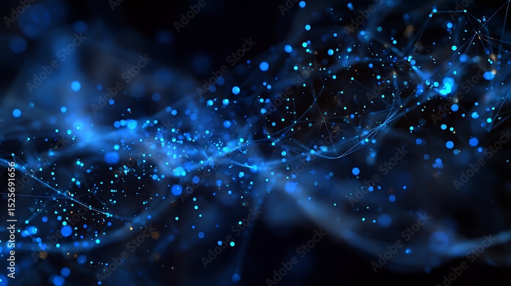 Aufkleber Blue glow particle abstract bokeh background