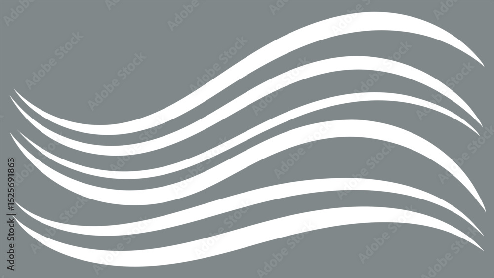Poster abstract wavy white lines on a gray background with transparency for versatile designs