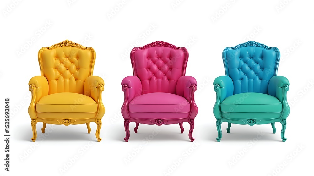 Poster collection set of retro vantage armchairs cutouts single seat sofas isolated