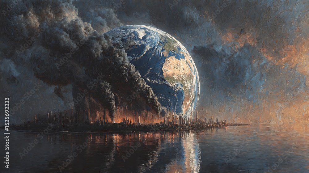 Poster concept of global warning, climate change and dying earth
