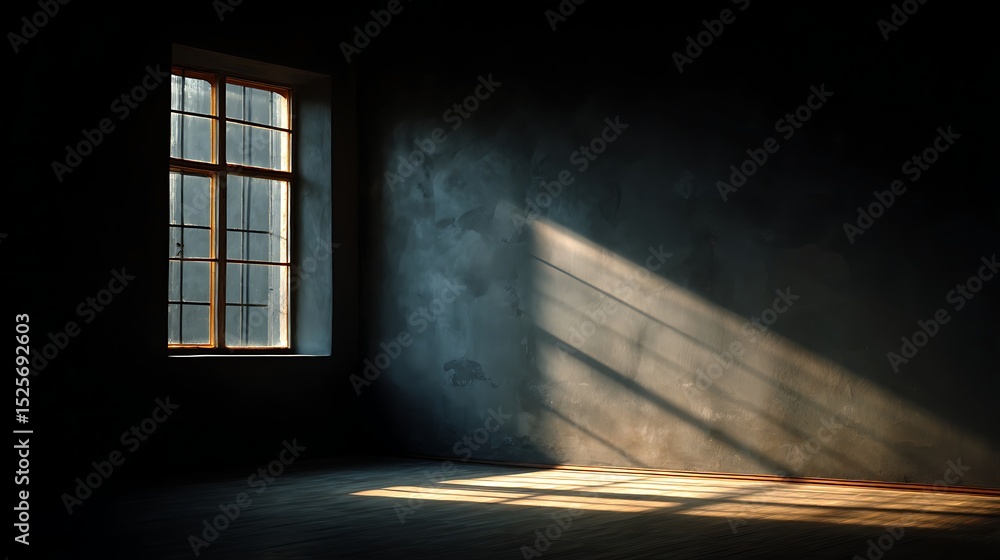 Aufkleber Empty light dark wall with beautiful chiaroscuro, minimalist background for product presentation, mock up
