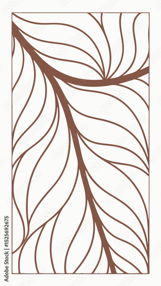 Aufkleber decorative brown leafy pattern with elegant lines and artistic design elements