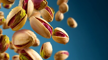 Flying delicious pistachios, isolated