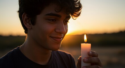 Sunset Serenity: A Young Man's Peaceful Evening