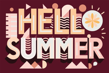 Obraz premium Vibrant Hello Summer Pattern Bold Modern Typography Design