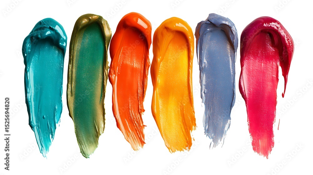 Poster set of multicolored smears of nail polish isolated on white background