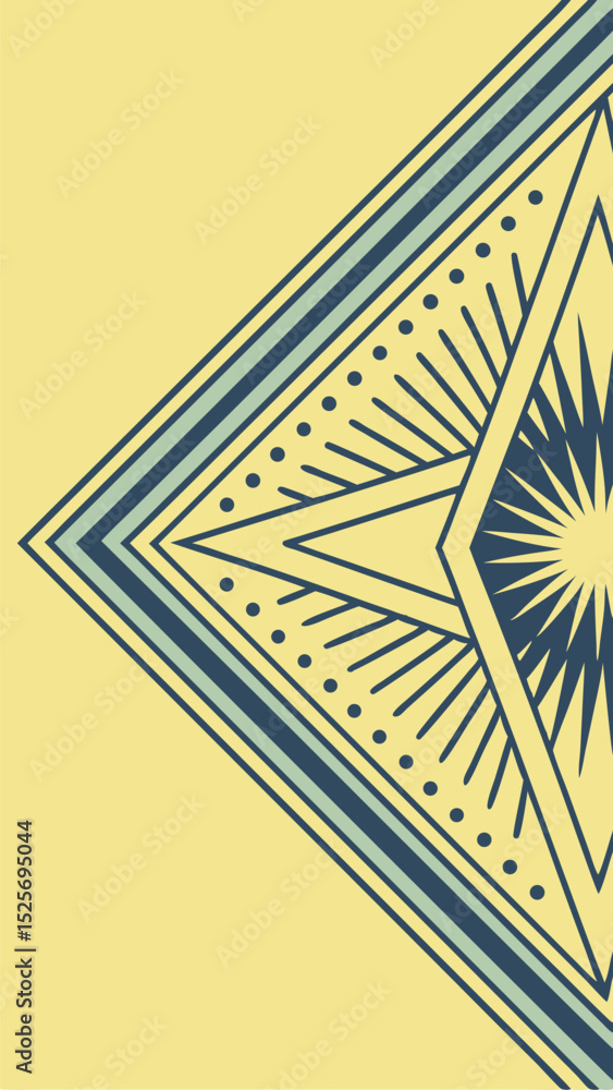 Poster geometric abstract pattern design in cream and blue with transparent background