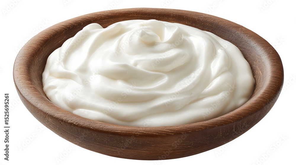 Poster top view of isolated bowl of sour cream isolated on white background
