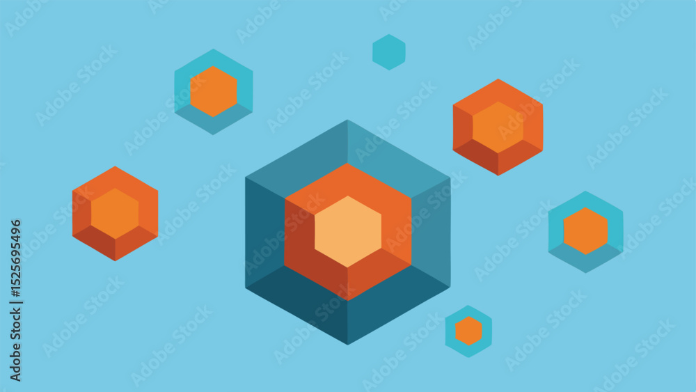 Poster geometric hexagonal shapes in a modern design with transparency suitable for any project