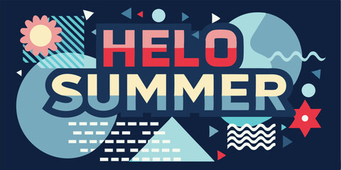 Hello Summer! Vibrant Summer Pattern Design with Bold Modern Typography
