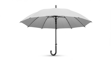 A sleek and elegant white umbrella isolated on a pristine white background for any design