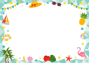 夏と海をイメージしたフレームイラスト_緑
