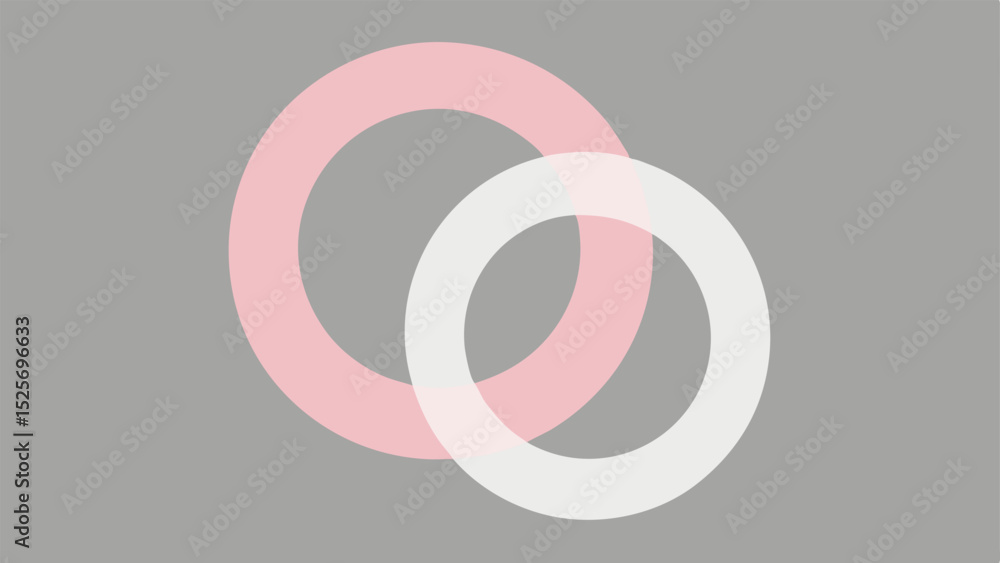 Poster Overlapping pink and white circle design on a gray background with transparency
