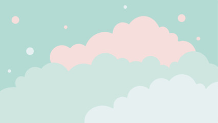 Obraz premium Pastel sky with clouds and dots abstract background in soft and peaceful colors