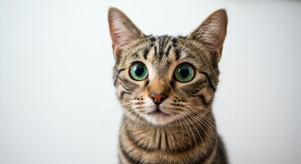 Obraz premium Adorable Tabby Cat with Striking Green Eyes Close Up Portrait Photography