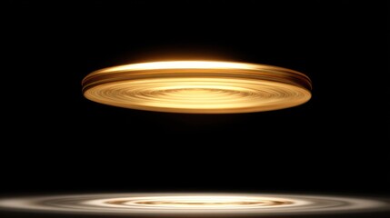 Golden circular object hovers