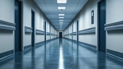 Fototapeta premium Empty sterile corridor leading to pharmaceutical production zones with HEPA filters