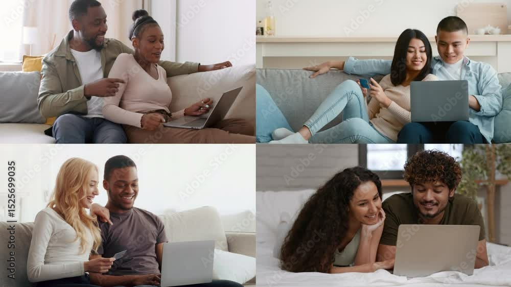 Aufkleber diverse groups of individuals work together on laptops, engaged in discussions and sharing knowledge