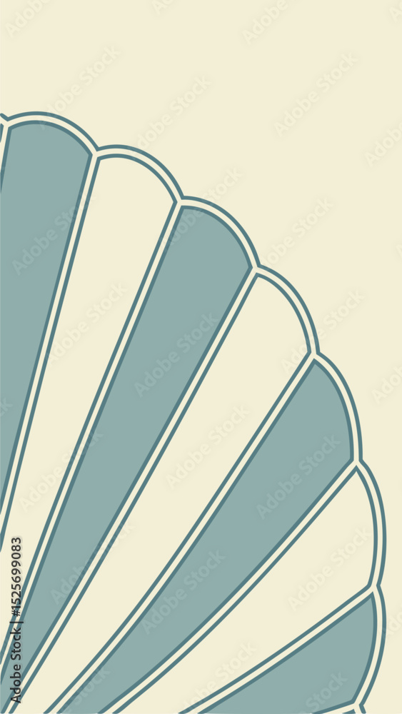 Poster abstract art deco design with fan shape elements and modern color palette