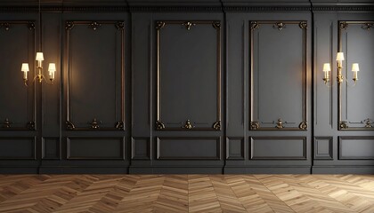 Elegant dark room with gold trim