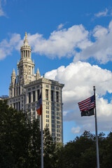 American Flags at Manhattan Municipal Building - October 21, 2010