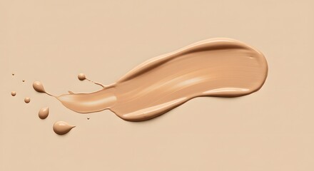 Fototapeta premium Cosmetic Foundation Swatch on Beige Background, Makeup Texture, Skincare Product Sample