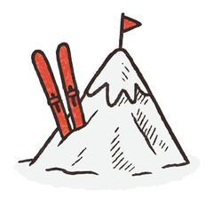 Doodle of a ski set in snow