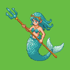 Pixel art cute Kawaii mermaid