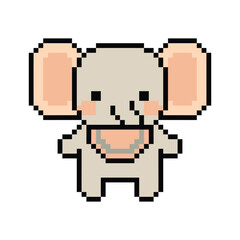 Pixel art cute Kawaii elephant